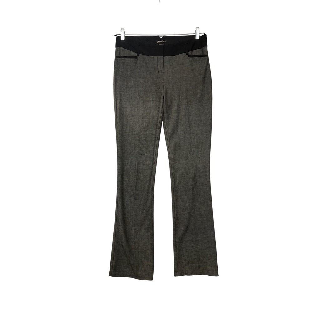 Express Columnist Dress Pants Womens 8R Gray‎ Black Bootcut Mid Rise Workwear